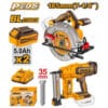 Cordless 20V circular saw 7.25" + brad nailer 35mm + 2 Battery