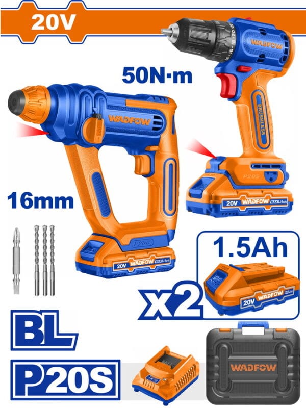 Cordless 20V Drill 50Nm+Rotary Hammer 16mm